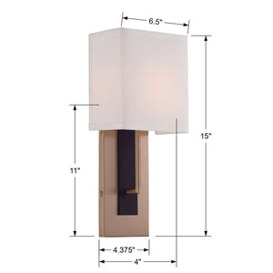 Brent 1 Light Vibrant Gold & Black Forged Wall Mount