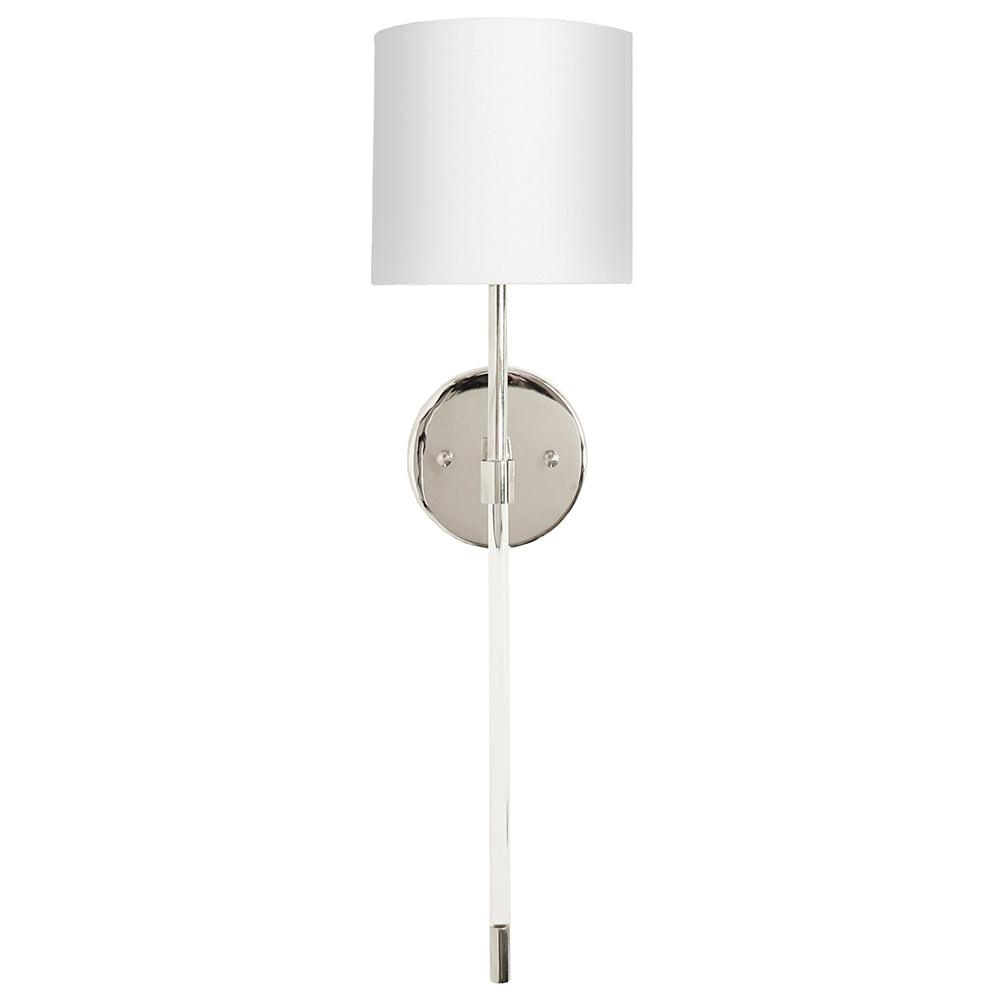 Worlds Away Bristow Acrylic & Metal Sconce with Linen Shade – Nickel