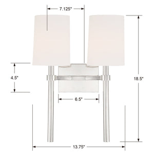 Bromley 2 Light Polished Nickel Wall Mount