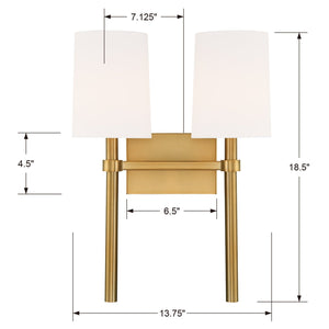 Bromley 2 Light Vibrant Gold Wall Mount