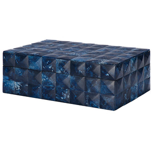 Worlds Away Bronson Geometric Relief Resin Box - Dark Blue