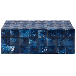 Worlds Away Bronson Geometric Relief Resin Box - Dark Blue