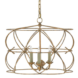 Currey and Company Bowed Round Chandelier – Distressed Gold Leaf