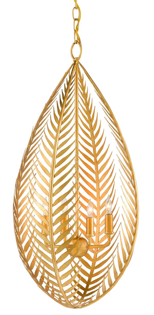 Currey and Company Queenbee Palm Chandelier - Contemporary Gold Leaf