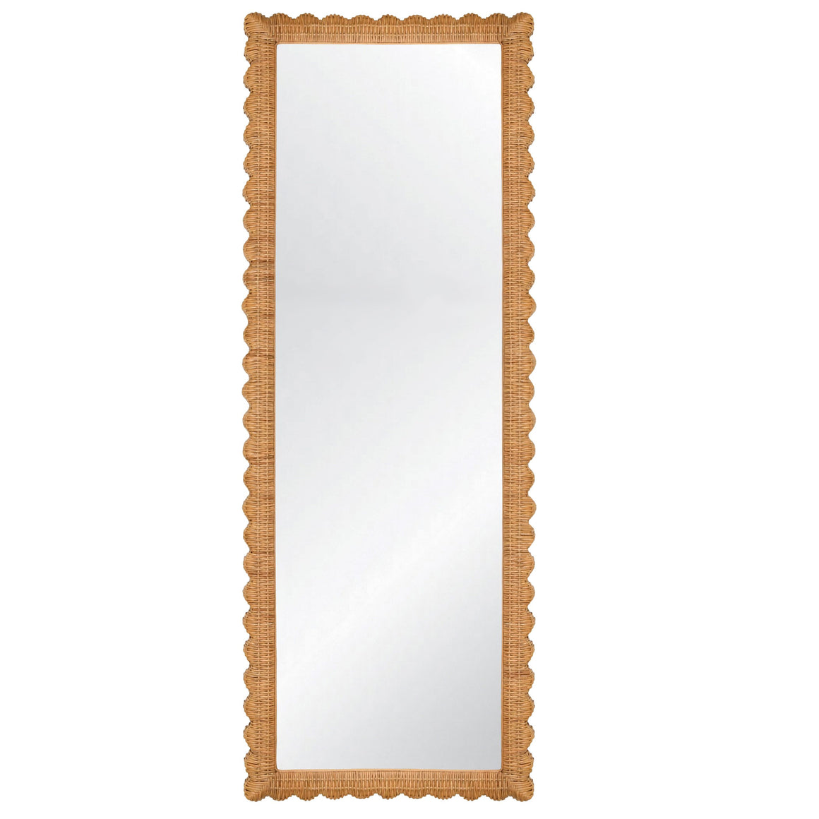 Britton Scallop Rattan Floor Mirror
