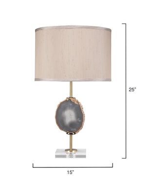 Agate Slice Table Lamp with Linen Drum Shade