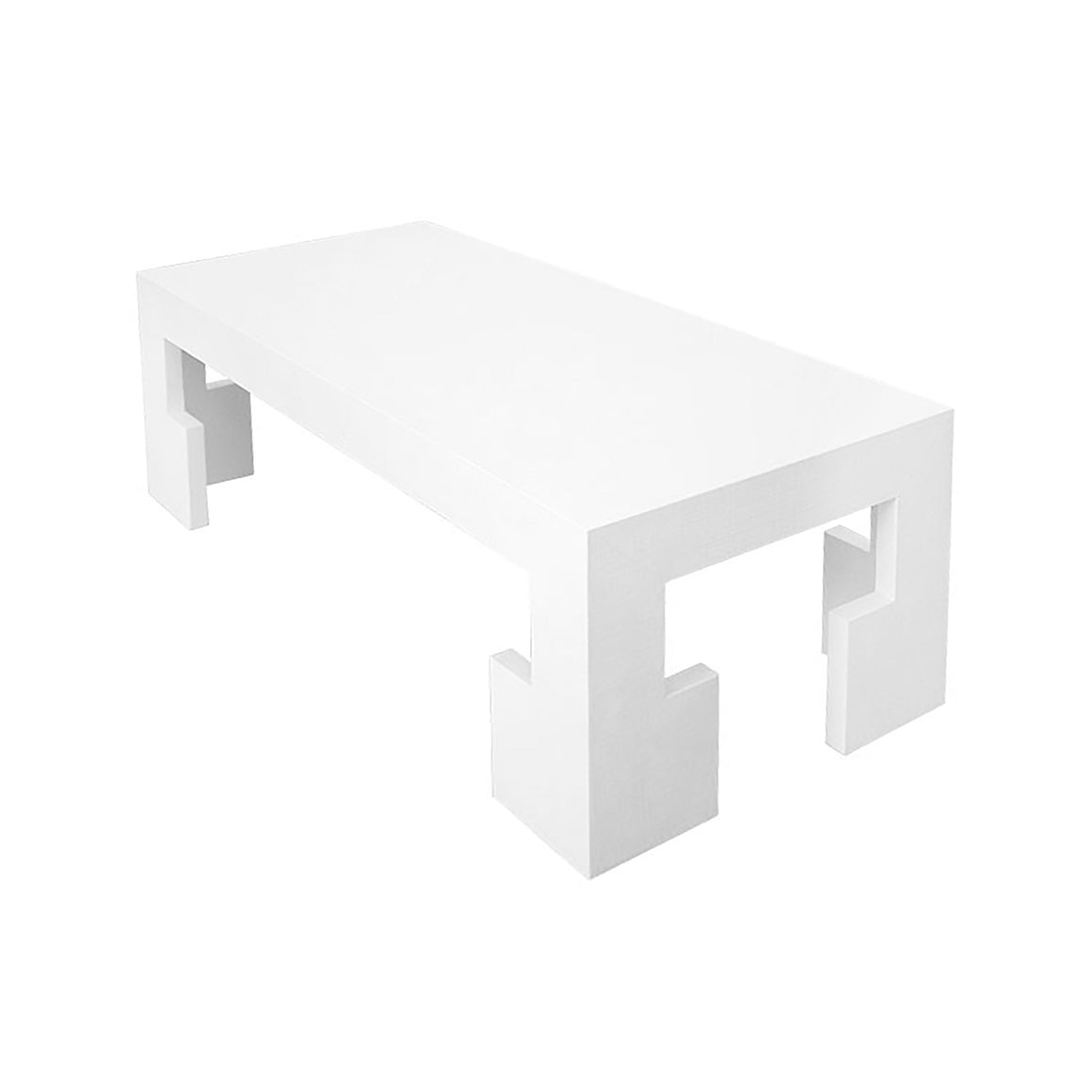 Worlds Away Radford Rectangular Coffee Table – White Lacquer Linen