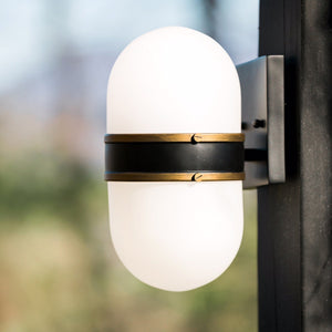 Brian Patrick Flynn for Crystorama Capsule Outdoor 1 Light Matte Black & Textured Gold Wall Mount