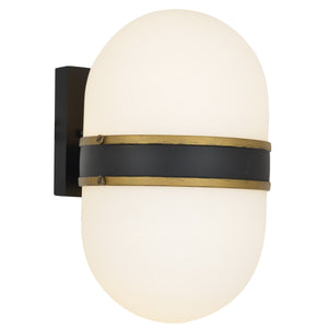 Brian Patrick Flynn for Crystorama Capsule Outdoor 2 Light Matte Black & Textured Gold Wall Mount