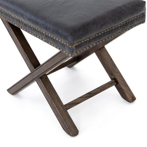 Elyse X Frame Ottoman - Smoke Brown Leather