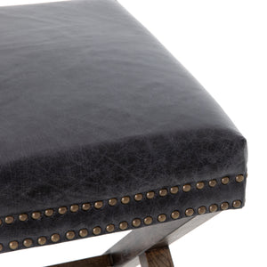 Elyse X Frame Ottoman - Smoke Brown Leather