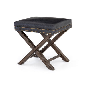 Elyse X Frame Ottoman - Smoke Brown Leather