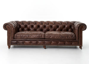 Conrad Tufted Chesterfield Sofa  - Cigar Brown