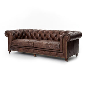 Conrad Tufted Chesterfield Sofa  - Cigar Brown