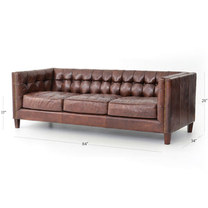 Abbott  Leather Sofa - Cigar