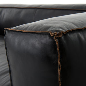 Nolita Reverse Stitch Leather Sofa - Black