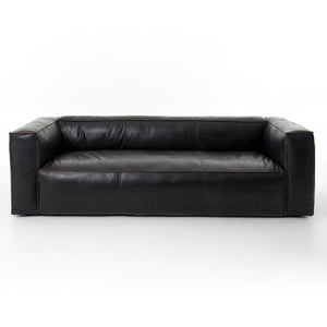 Nolita Reverse Stitch Leather Sofa - Black