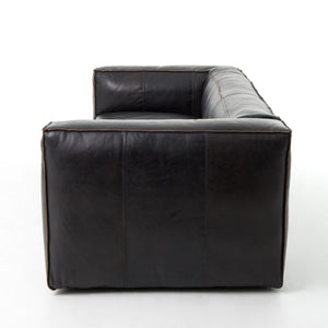 Nolita Reverse Stitch Leather Sofa - Black