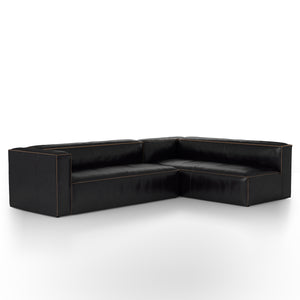 Nolita 2-Piece Leather Sectional Left Facing - Black