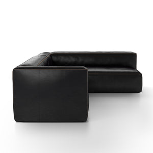 Nolita 2-Piece Leather Sectional Left Facing - Black