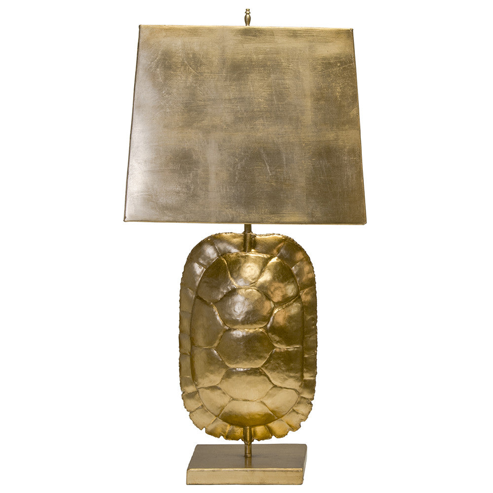 Worlds Away Cecile Tortoise Shell Table Lamp with Metal Shade – Gold Leaf