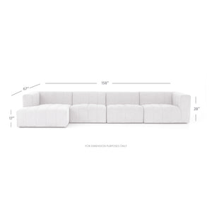 Langham Channeled 4 Piece Sectional - Pewter