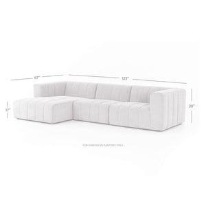 Langham Channeled 3 Piece Sectional -  Pewter
