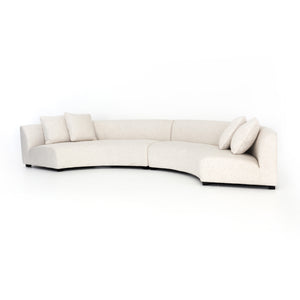 Liam 2-Piece Curved Sectional - Cream Linen