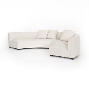 Liam 2-Piece Curved Sectional - Cream Linen