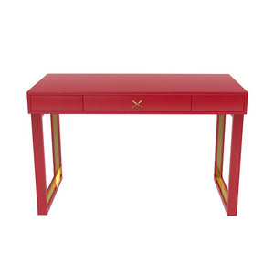 Chelsea Lacquer Desk with Metal Accents Bolero (Additional Colors Available)