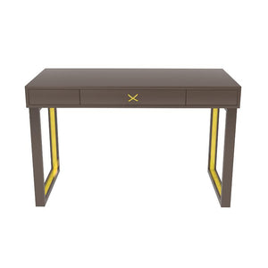 Chelsea Lacquer Desk with Metal Accents Brown (Additional Colors Available)