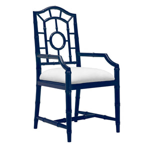 Chinoiserie Mahogany Arm Chair — Deep Sea Blue | Chloe Collection | Villa & House