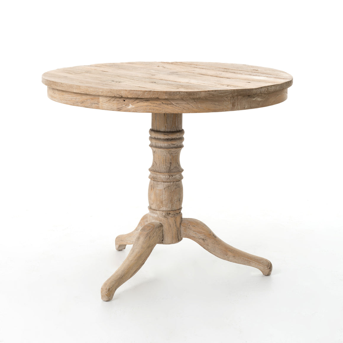 Round Vintage Side Table -  Whitewash