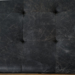 Oxford Leather Tufted Large Coffee Table - Black