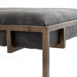 Oxford Leather Tufted End Table - Black