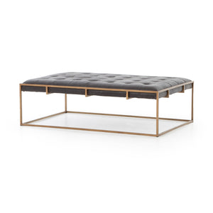 Oxford Leather Tufted Coffee Table - Black