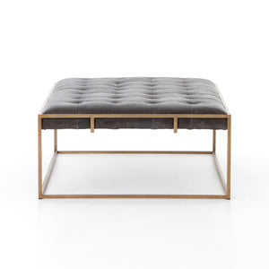 Oxford Leather Tufted Coffee Table - Black