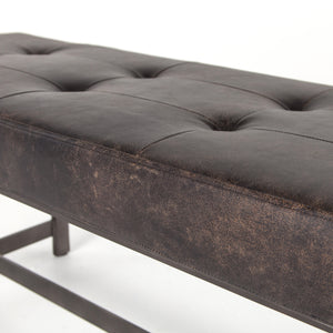 Lindy Black Leather & Iron Bench
