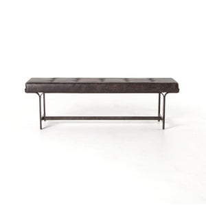 Lindy Black Leather & Iron Bench