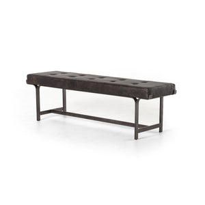 Lindy Black Leather & Iron Bench