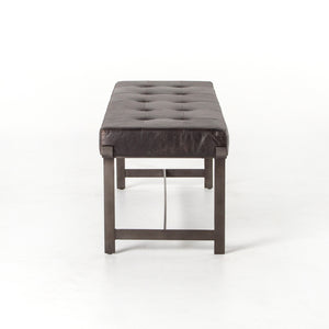 Lindy Black Leather & Iron Bench