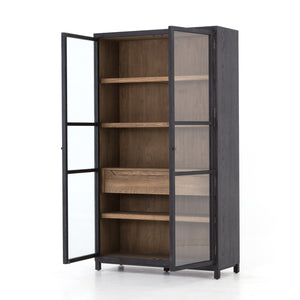 Millie Oak & Glass Cabinet - Drifted Black