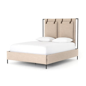 Leigh Upholstered King Bed - Palm Ecru