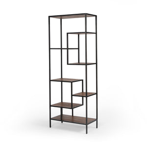 Helena Geometric Iron Bookshelf - Antique Pine