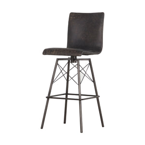 Diaw Swivel Bar Stool - Distressed Black