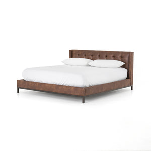 Newhall Wing Tufted King Bed - Vintage Tobacco