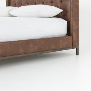 Newhall Wing Tufted Queen Bed - Vintage Tobacco Brown