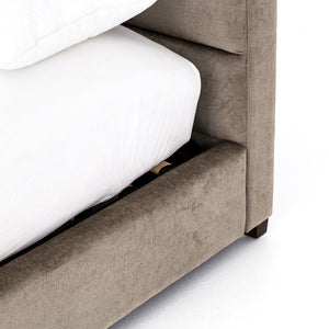 Daphne King Channel Bed - Sage Velvet