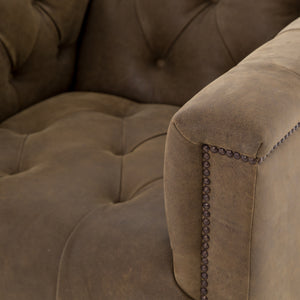 Maxx Distressed Leather Swivel Chair - Umber Brown