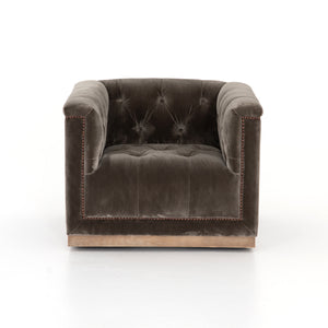 Maxx Velvet Swivel Chair - Sapphire Birch Grey